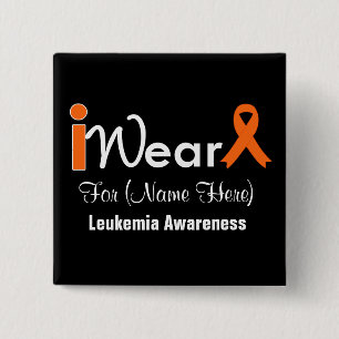 Personalize Orange Ribbon Leukemia Button