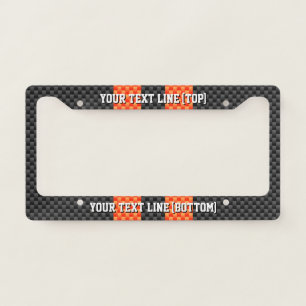 Personalize Orange Stripe Carbon Fiber Print Style License Plate Frame