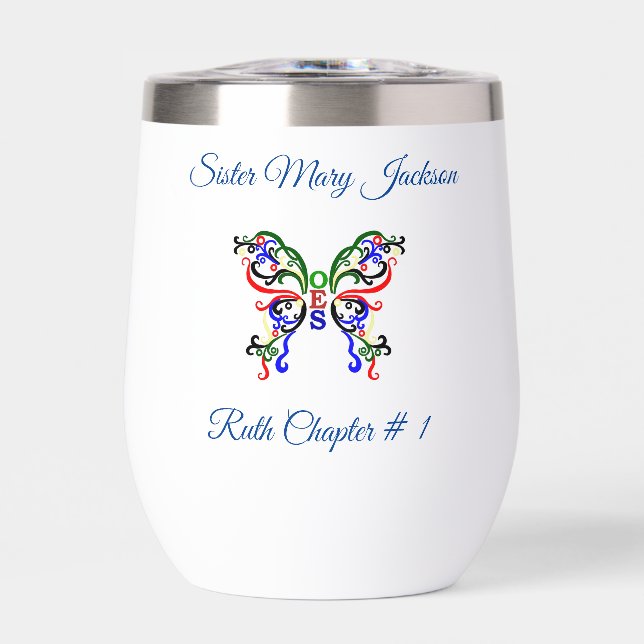 Personalize Order of Eastern Star  Thermal Wine Tumbler (Front)