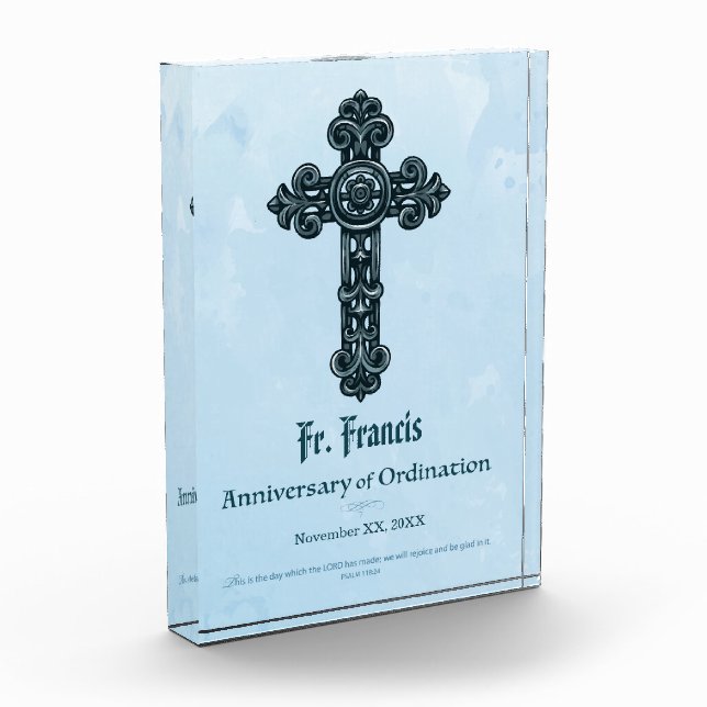 Personalize, Ordination Anniversary Priest, Cross Acrylic Award (Left)
