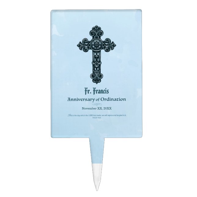 Personalize, Ordination Anniversary Priest, Cross Cake Topper (Front)