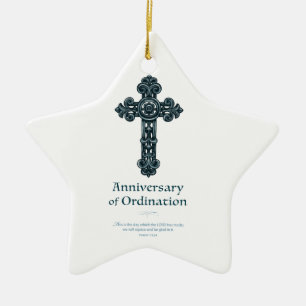 Personalize, Ordination Anniversary Priest, Cross Ceramic Ornament