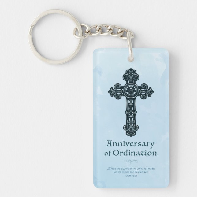 Personalize, Ordination Anniversary Priest, Cross Keychain (Front)