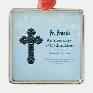 Personalize, Ordination Anniversary Priest, Cross Metal Ornament