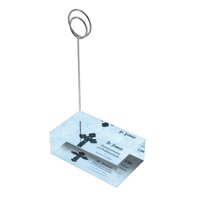 Personalize, Ordination Anniversary Priest, Cross Place Card Holder (Corner)