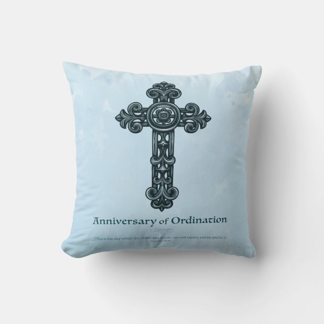 Personalize, Ordination Anniversary Priest, Cross Throw Pillow (Front)