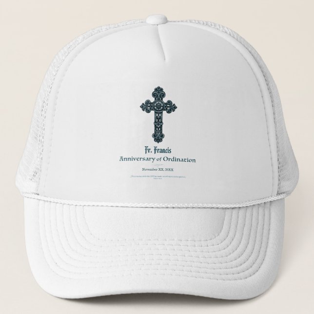 Personalize, Ordination Anniversary Priest, Cross Trucker Hat (Front)