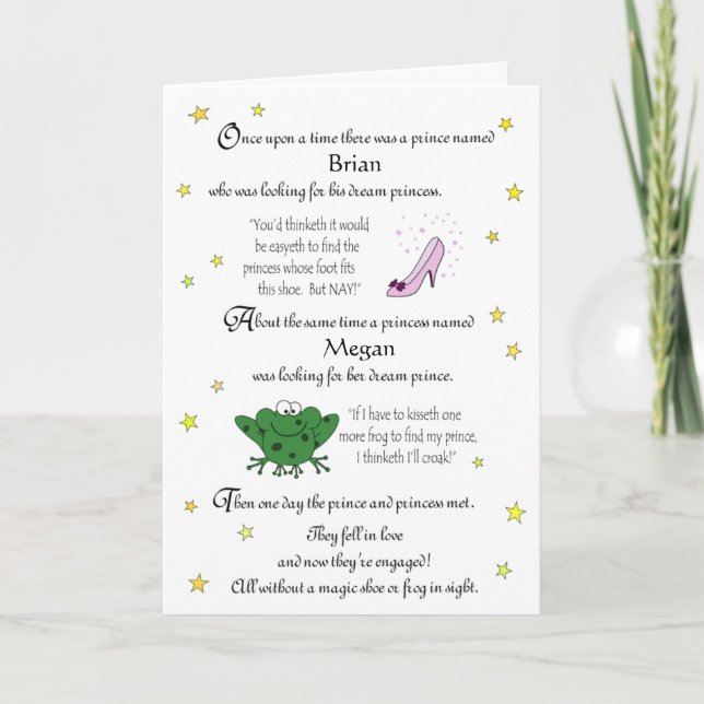 Personalize our Funny Fairy Tale Engagement Card (Front)