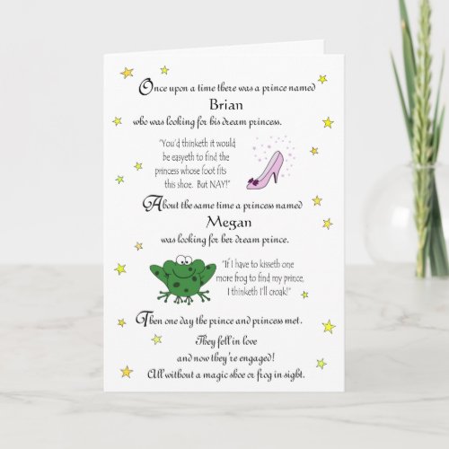 Personalize our Funny Fairy Tale Engagement Card