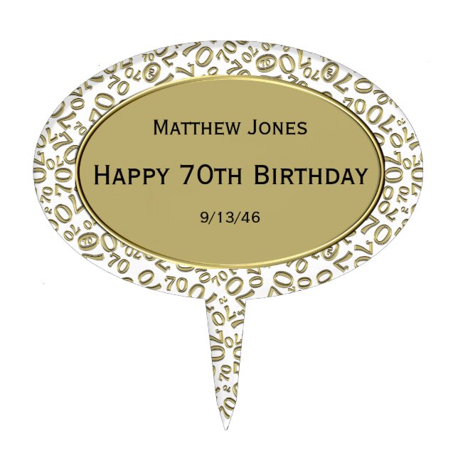 Personalize: Over The Hill 70th Birthday Theme Cake Topper (Front)