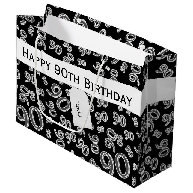 Personalize: Over The Hill 90th Birthday Theme Large Gift Bag (Front Angled)