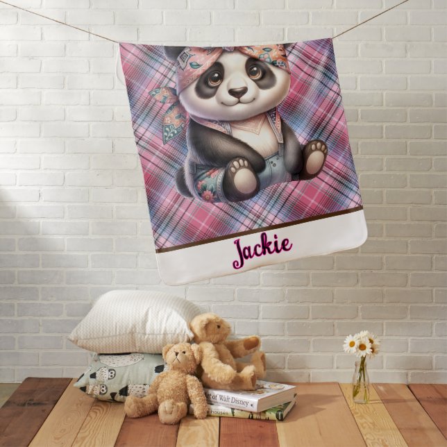 Personalize Panda Bear Baby Blanket (In Situ)
