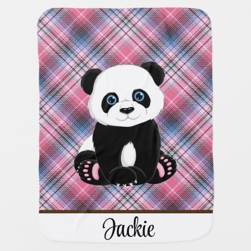 Personalize Panda Bear Baby Blanket