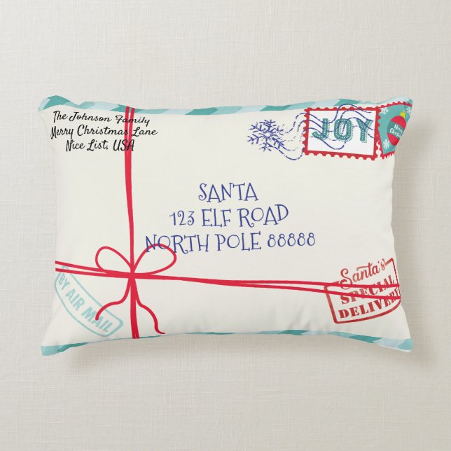 Personalize Parcel Santa Letter Christmas Accent Pillow (Front)
