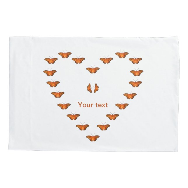Personalize Passion butterflies in heart shape  Pillow Case (Back)