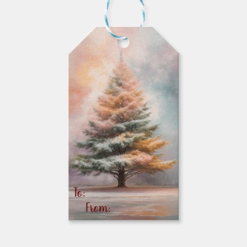 Personalize Pastel Christmas Tree Two_Sided  Gift Tags