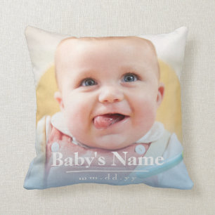 Personalize Pastel Color Baby Photo (PETER RIVER) Throw Pillow