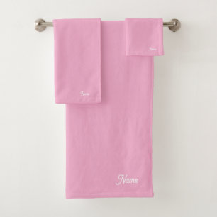 Personalize Pastel Pink Gift Personal Bath Towel Set
