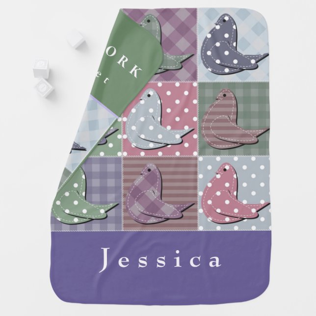 Personalize Patchwork Design with Pigeon Polka Dot Baby Blanket (In Situ)