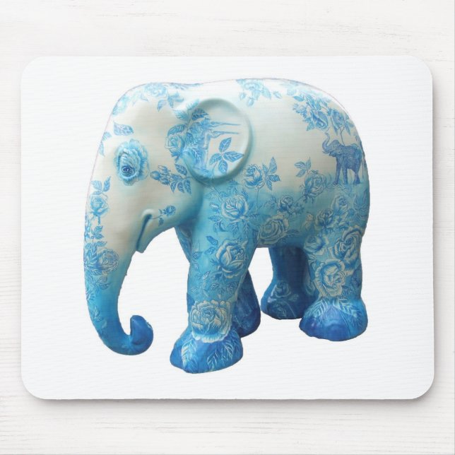 Personalize Pattern Flowers Roses Vines Blue Art Mouse Pad (Front)