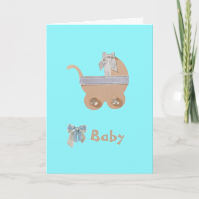 Personalize Peach color baby stroller Card (Front)