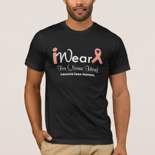 Personalize Peach Ribbon Endometrial Cancer T-Shirt