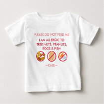 Personalize Peanut Tree Nut Egg & Fish Allergy Kid Baby T-Shirt