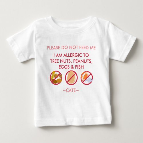 Personalize Peanut Tree Nut Egg  Fish Allergy Kid Baby T_Shirt