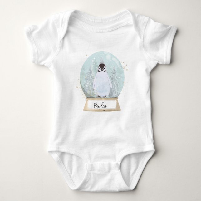 Personalize Penguin Christmas  Baby Bodysuit (Front)