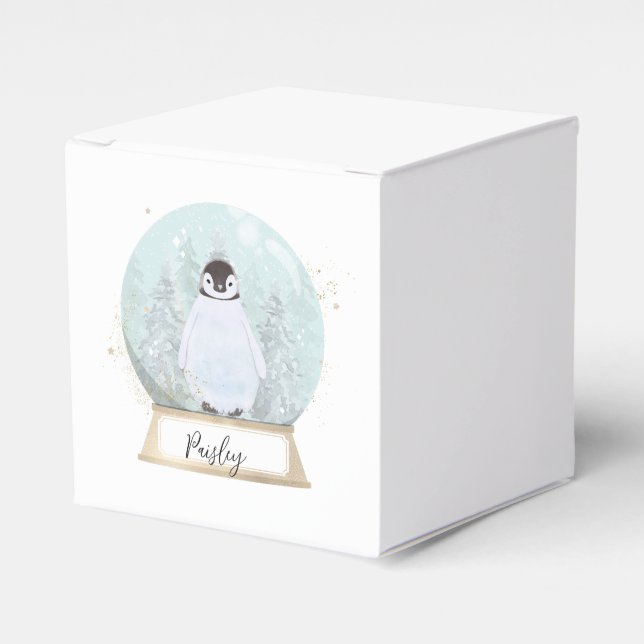 Personalize Penguin Christmas  Favor Boxes (Front Side)