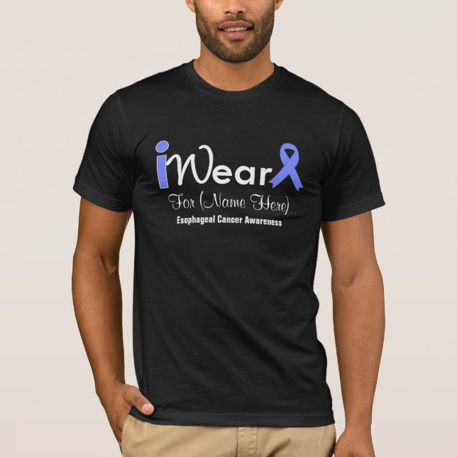 Personalize Periwinkle Ribbon Esophageal Cancer T-Shirt (Front)