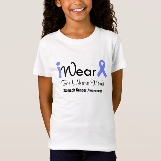 Personalize Periwinkle Ribbon Stomach Cancer T-Shirt (Front)