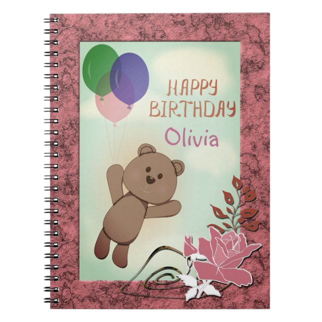 Personalize, personal, birthday, Teddy bear Notebook (Front)