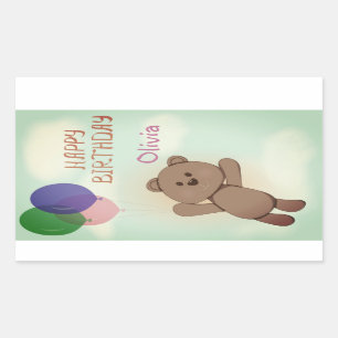 Personalize, personal, birthday, Teddy bear Rectangular Sticker