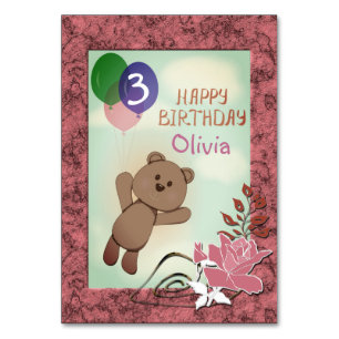 Personalize, personal, birthday, Teddy bear Table Number