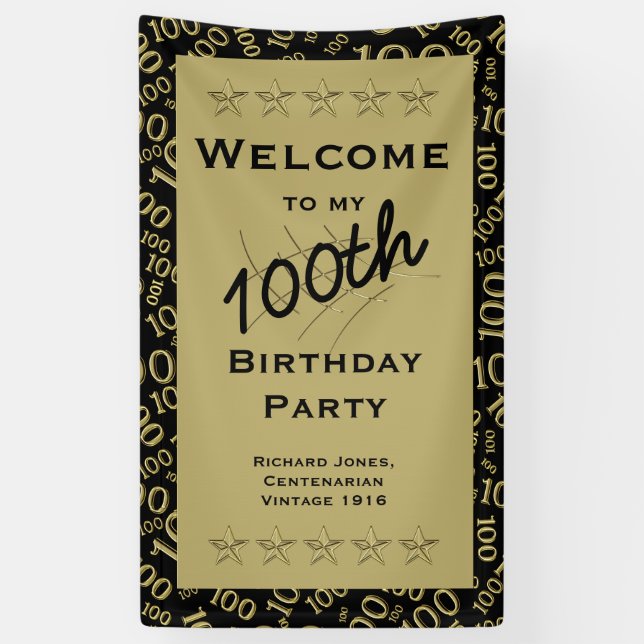 Personalize:  Personalize: Welcome to my 100th Bir Banner (Vertical)