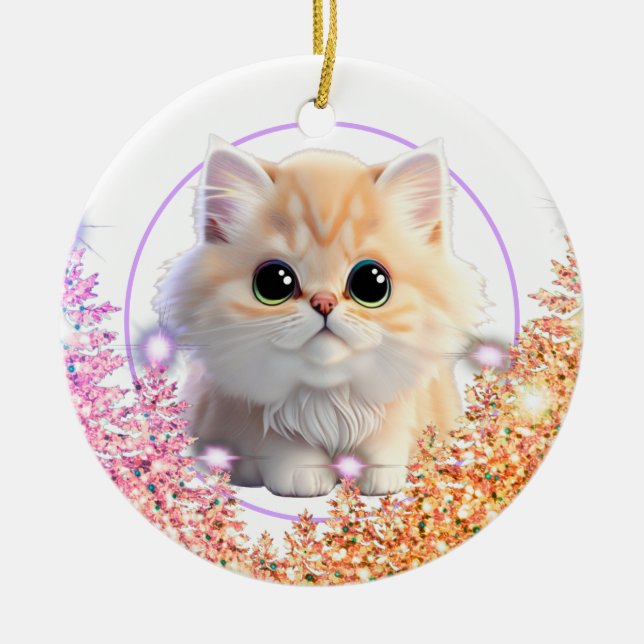 Personalize pet ornament cute cat kitten  (Front)