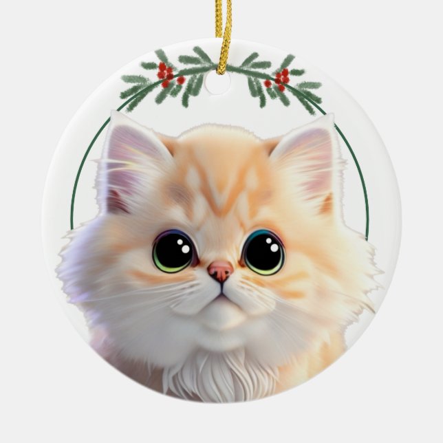 Personalize pet ornament cute pet cat (Front)