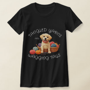 Personalize Pet Photo Tangled Yarns & Wagging Tail T-Shirt