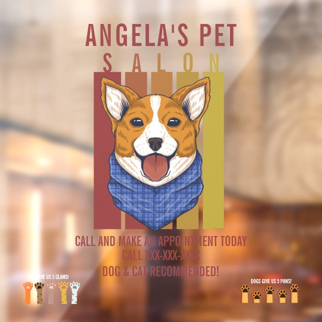 Personalize Pet Salon Dog and Cat Recommended Fun  Window Cling (Sheet 2)