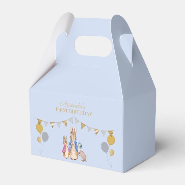 Personalize Peter rabbit 1st Birthday Favor Boxes (Back Side)