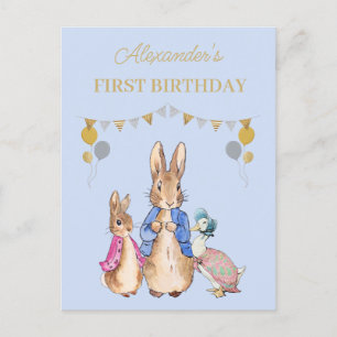 Personalize Peter rabbit 1st Birthday Invitation Postcard