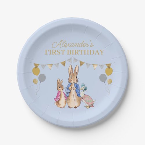 Personalize Peter rabbit 1st Birthday Paper Plates