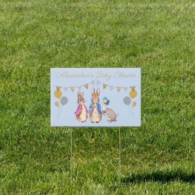 Personalize Peter rabbit Baby Shower Garden Sign (Insitu)