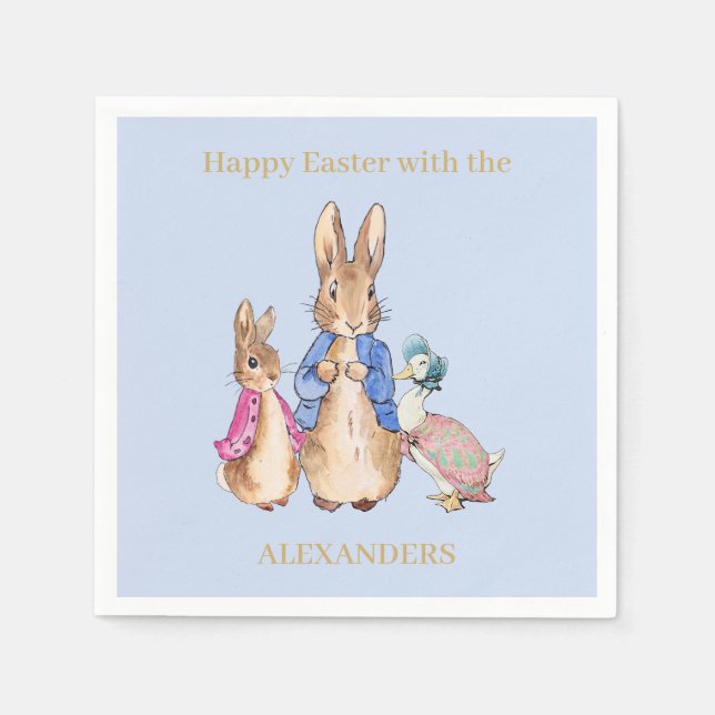 Personalize Peter rabbit Happy Easter  Napkins (Front)