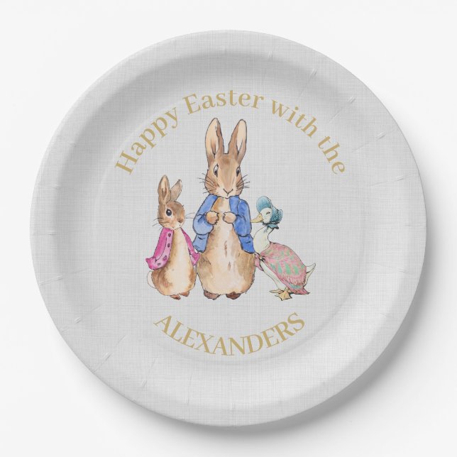 Personalize Peter rabbit Happy Easter  Paper Plates (Front)