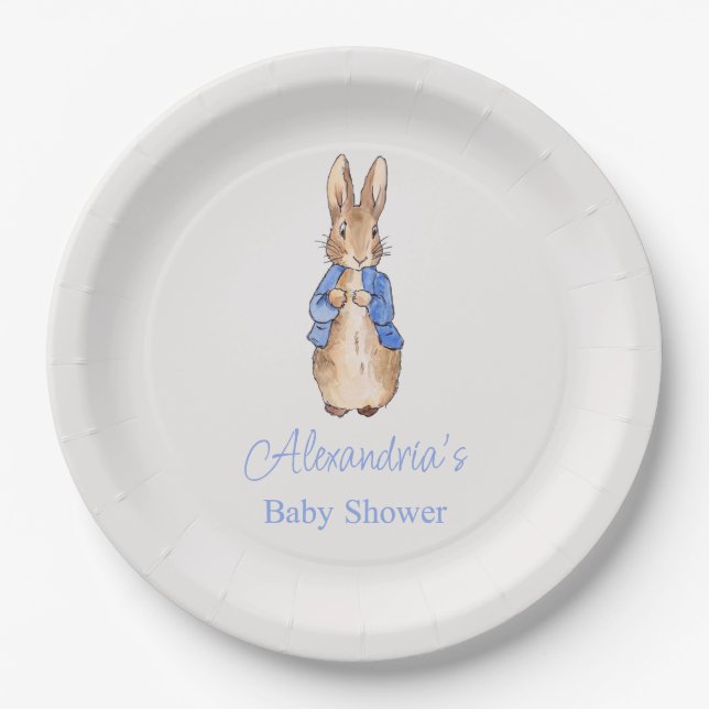 Personalize Peter the rabbit Baby shower Balloon Paper Plates (Front)