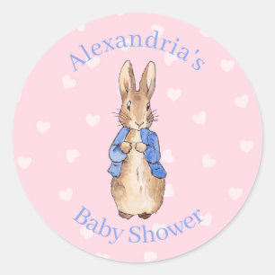 Personalize Peter the rabbit Baby Shower Classic Round Sticker