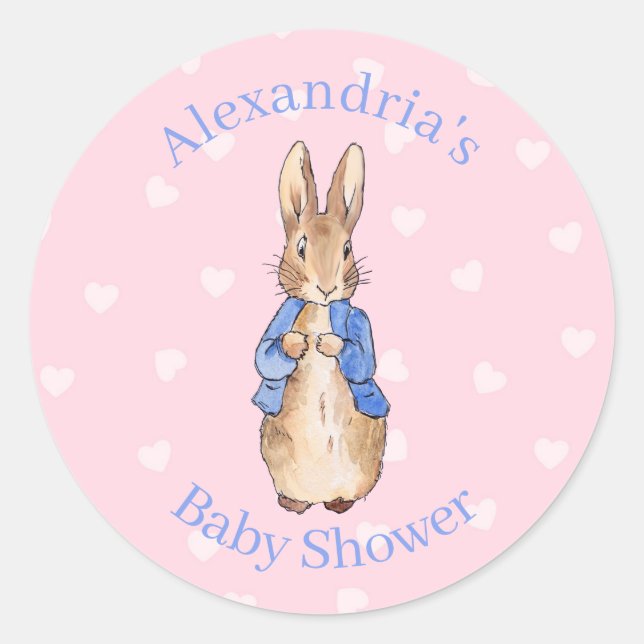 Personalize Peter the rabbit Baby Shower Classic Round Sticker (Front)