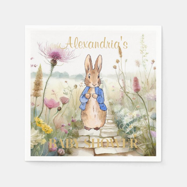 Personalize Peter the Rabbit Baby Shower Napkin (Front)